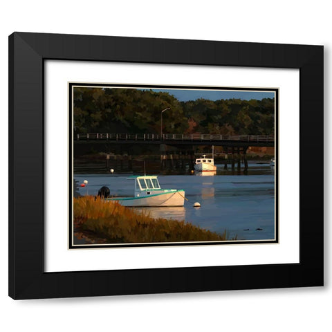 Boats in the Harbor Black Modern Wood Framed Art Print with Double Matting by Kalina, Emily