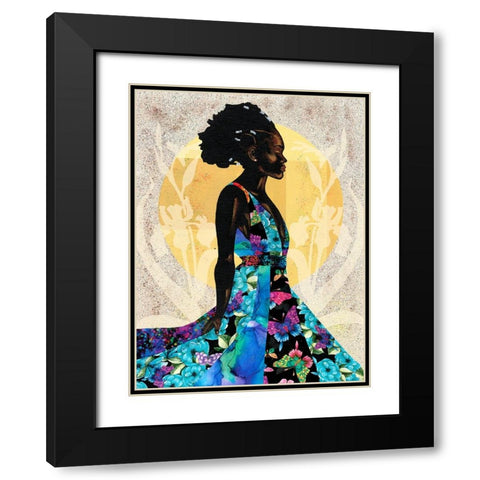 Her Flow Black Modern Wood Framed Art Print with Double Matting by Saunders, Alonzo