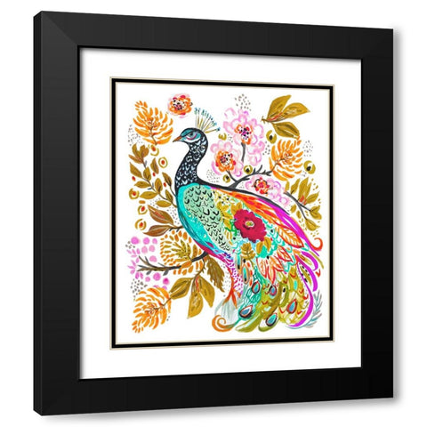 Sweet Peacock Black Modern Wood Framed Art Print with Double Matting by Fields, Karen