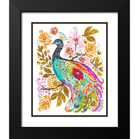 Sweet Peacock Black Modern Wood Framed Art Print with Double Matting by Fields, Karen
