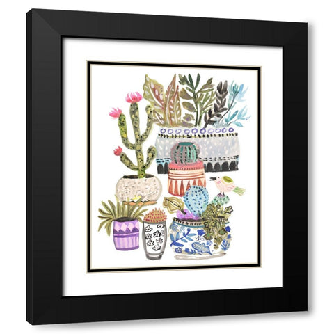 Plant Garden II Black Modern Wood Framed Art Print with Double Matting by Fields, Karen