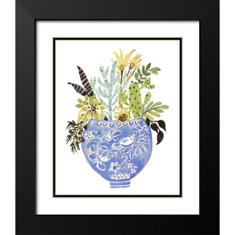 Delft Bird Vase Black Modern Wood Framed Art Print with Double Matting by Fields, Karen