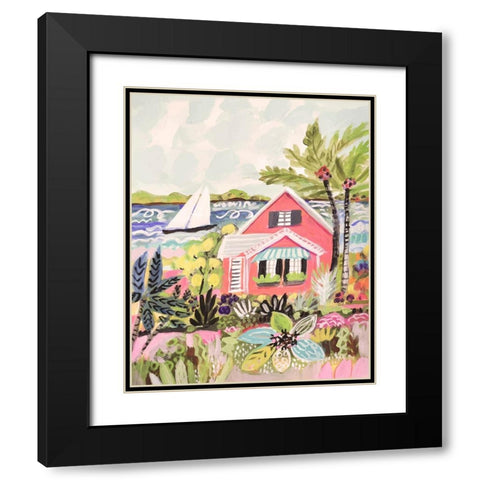 Coastal Pink Cabin Black Modern Wood Framed Art Print with Double Matting by Fields, Karen
