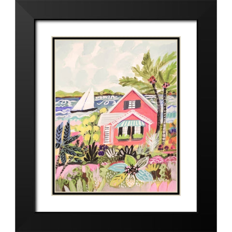 Coastal Pink Cabin Black Modern Wood Framed Art Print with Double Matting by Fields, Karen