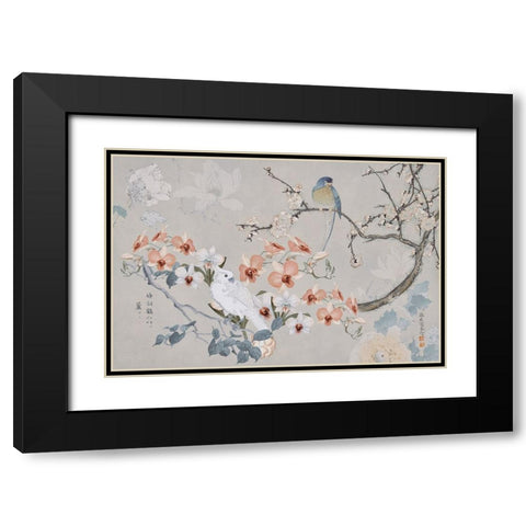 Chinoiserie With Birds Black Modern Wood Framed Art Print with Double Matting by Haase, Andrea