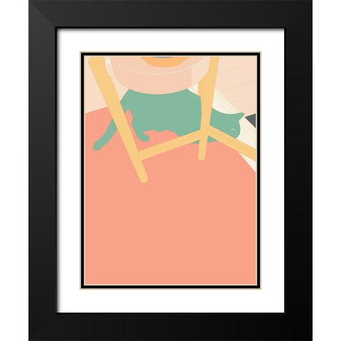 Curious Cat  II Black Modern Wood Framed Art Print with Double Matting by Weiss, Richard