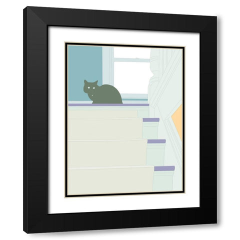 Curious Cat  V Black Modern Wood Framed Art Print with Double Matting by Weiss, Richard