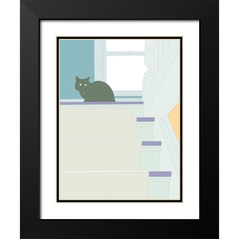Curious Cat  V Black Modern Wood Framed Art Print with Double Matting by Weiss, Richard