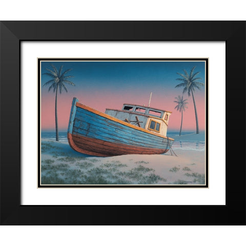 Barbados Sunset  I Black Modern Wood Framed Art Print with Double Matting by Courtney, Richard