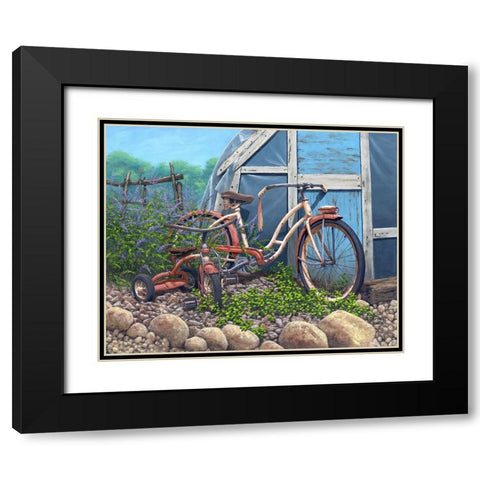 Big Bike Little Trike Black Modern Wood Framed Art Print with Double Matting by Courtney, Richard