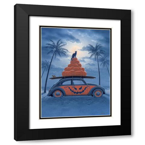 Surfing Pumpkins Black Modern Wood Framed Art Print with Double Matting by Courtney, Richard