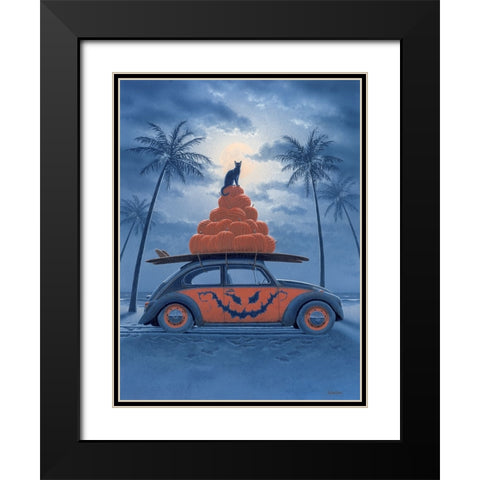 Surfing Pumpkins Black Modern Wood Framed Art Print with Double Matting by Courtney, Richard