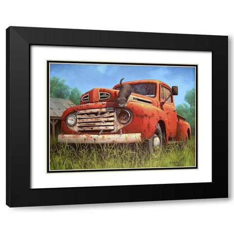 Chase on the Truck Black Modern Wood Framed Art Print with Double Matting by Courtney, Richard