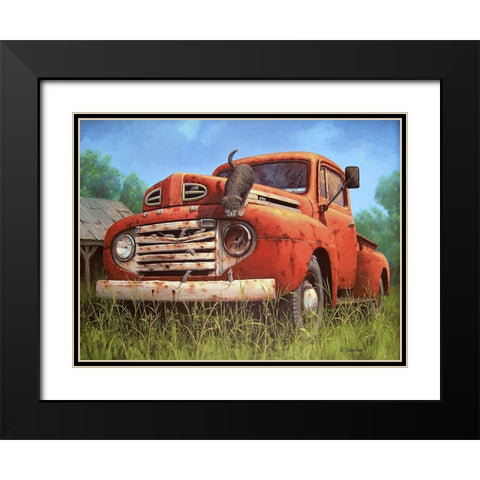 Chase on the Truck Black Modern Wood Framed Art Print with Double Matting by Courtney, Richard