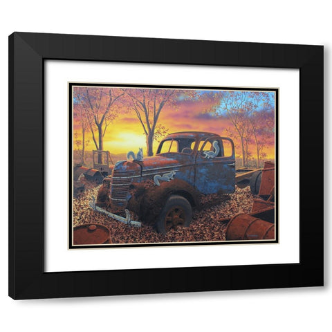 We Three Squirrels Black Modern Wood Framed Art Print with Double Matting by Courtney, Richard