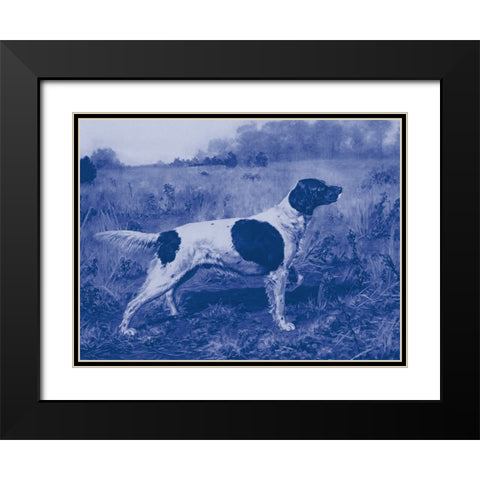 Antique Blue Dogs I Black Modern Wood Framed Art Print with Double Matting by Vision Studio