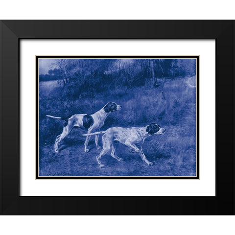 Antique Blue Dogs III Black Modern Wood Framed Art Print with Double Matting by Vision Studio