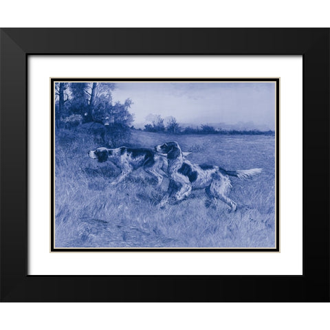 Antique Blue Dogs IV Black Modern Wood Framed Art Print with Double Matting by Vision Studio