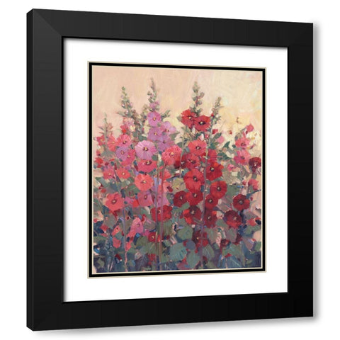 Hollyhocks in a Row I Black Modern Wood Framed Art Print with Double Matting by OToole, Tim