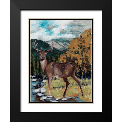 Stag in the Wild I Black Modern Wood Framed Art Print with Double Matting by Wang, Melissa