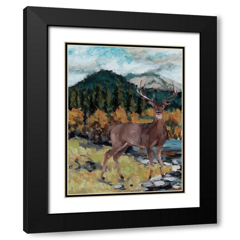 Stag in the Wild II Black Modern Wood Framed Art Print with Double Matting by Wang, Melissa