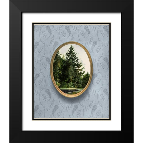 Woodland Fir Cameo I Black Modern Wood Framed Art Print with Double Matting by Vision Studio