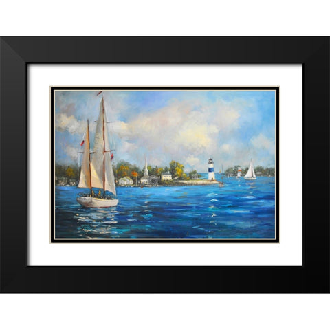 Sailing on Sunday Black Modern Wood Framed Art Print with Double Matting by Stevens, Allayn