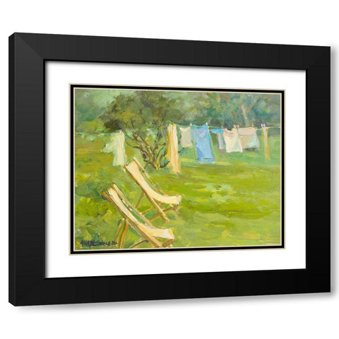 French Hanging Laundry Black Modern Wood Framed Art Print with Double Matting by Stevens, Allayn