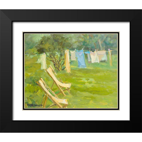 French Hanging Laundry Black Modern Wood Framed Art Print with Double Matting by Stevens, Allayn