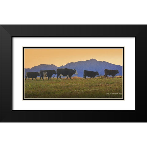 Five Cows in a Row Black Modern Wood Framed Art Print with Double Matting by Vest, Chris