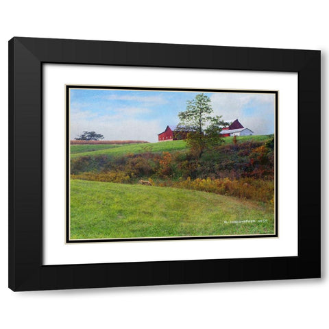 Ohio Barn with Red Fox Black Modern Wood Framed Art Print with Double Matting by Vest, Chris
