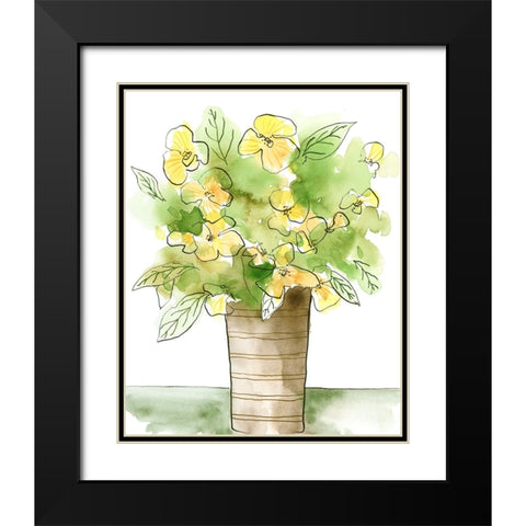Yellow Bouquet I Black Modern Wood Framed Art Print with Double Matting by Moore, Regina