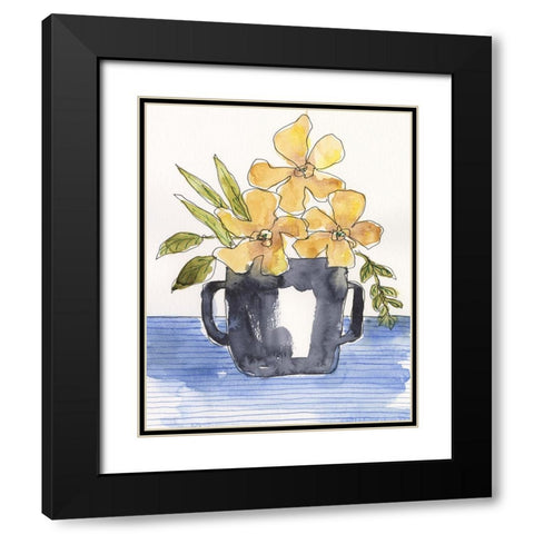 Ochre Blooms II Black Modern Wood Framed Art Print with Double Matting by Moore, Regina