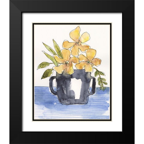 Ochre Blooms II Black Modern Wood Framed Art Print with Double Matting by Moore, Regina