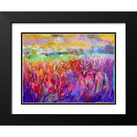 Iris Essence Black Modern Wood Framed Art Print with Double Matting by Fagan, Dorothy