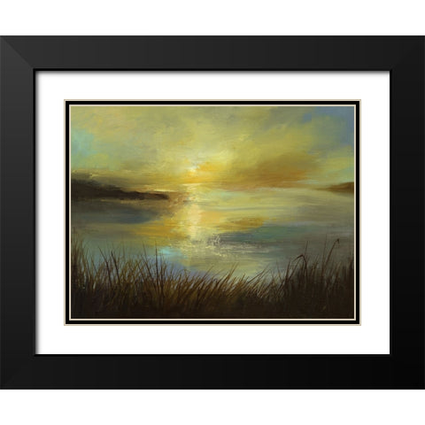 Dawn On The Lake Black Modern Wood Framed Art Print with Double Matting by Finch, Sheila