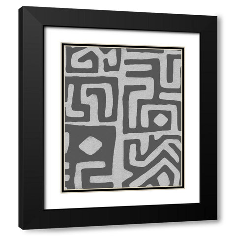 Vertical  Decorative Batik  III Black Modern Wood Framed Art Print with Double Matting by Saunders, Alonzo