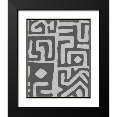 Vertical  Decorative Batik  III Black Modern Wood Framed Art Print with Double Matting by Saunders, Alonzo