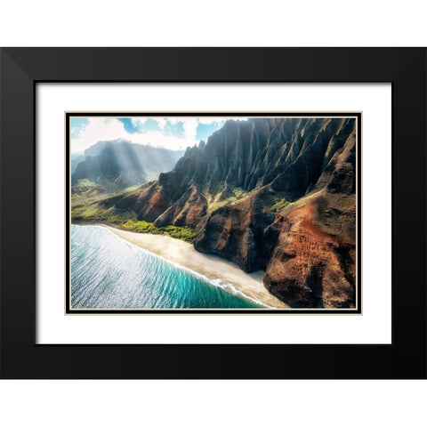 Na Pali Light I Black Modern Wood Framed Art Print with Double Matting by Head, Danny