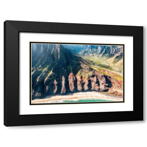 Kauai Coast Black Modern Wood Framed Art Print with Double Matting by Head, Danny