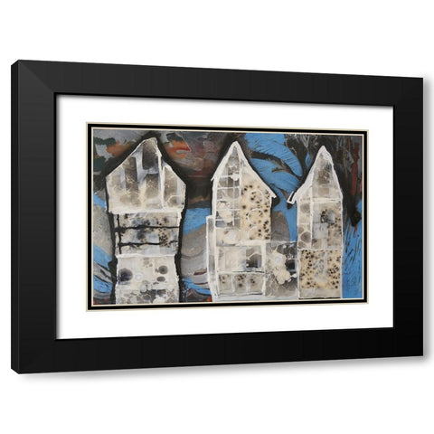 Bee Houses III Black Modern Wood Framed Art Print with Double Matting by Ferrell, Erin McGee