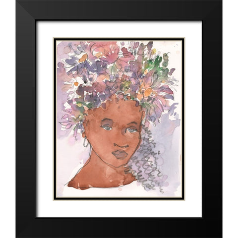 A Sister Moment II Black Modern Wood Framed Art Print with Double Matting by Dixon, Samuel