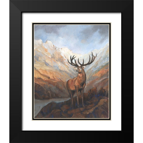 Great Stag in Mountains I Black Modern Wood Framed Art Print with Double Matting by OToole, Tim