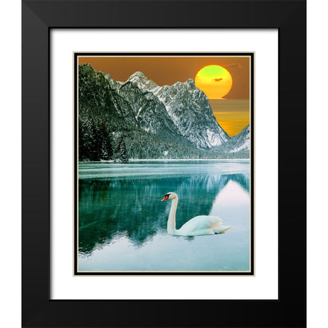 Swan at Dawn I Black Modern Wood Framed Art Print with Double Matting by Wang, Melissa