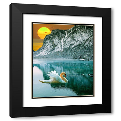 Swan at Dawn II Black Modern Wood Framed Art Print with Double Matting by Wang, Melissa