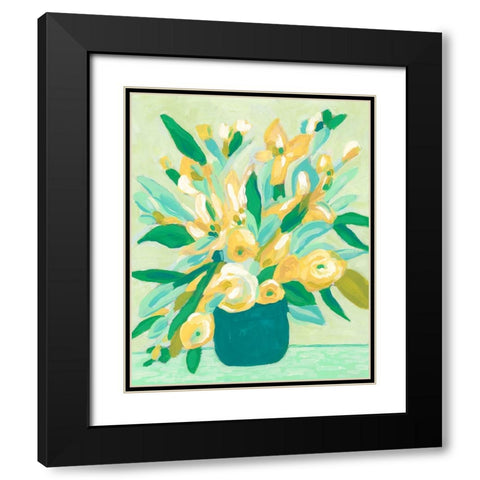 Mint And Sunshine Bouquet I Black Modern Wood Framed Art Print with Double Matting by Vess, June Erica