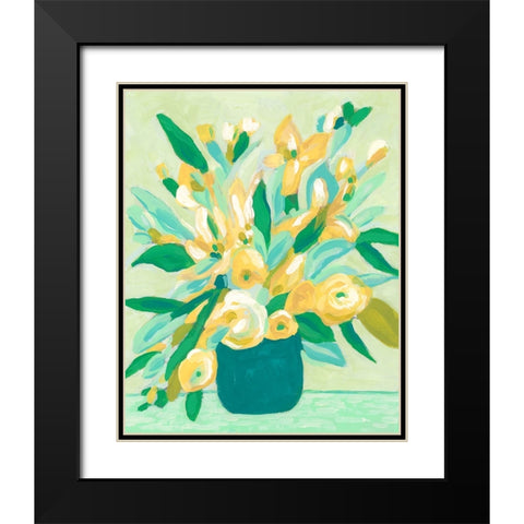Mint And Sunshine Bouquet I Black Modern Wood Framed Art Print with Double Matting by Vess, June Erica