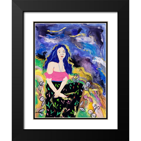 Night Galaxy II Black Modern Wood Framed Art Print with Double Matting by Wang, Melissa