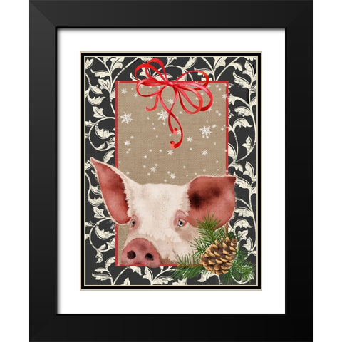 County Christmas Farm II Black Modern Wood Framed Art Print with Double Matting by Reynolds, Jade