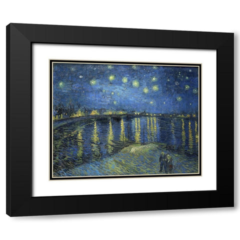 Starry Night Over the Rhone Black Modern Wood Framed Art Print with Double Matting by Van Gogh, Vincent